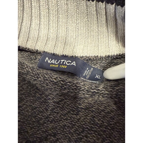 Nautica Charcoal Textured Knit Collard Pullover Crew Sweater Men's XL - Picture 5 of 8